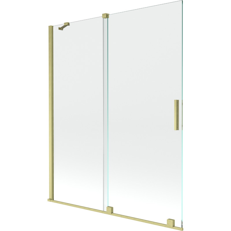 Mexen Velar 2-flügelige verschiebbare Badewannenabtrennung 140 x 150 cm, transparent, gold gebürstet - 896-140-000-01-55