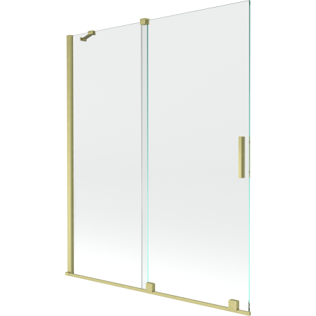 Mexen Velar 2-flügelige, verschiebbare Badewannenabtrennung 140 x 150 cm, transparent, gebürstetes Gold - 896-140-000-01-55