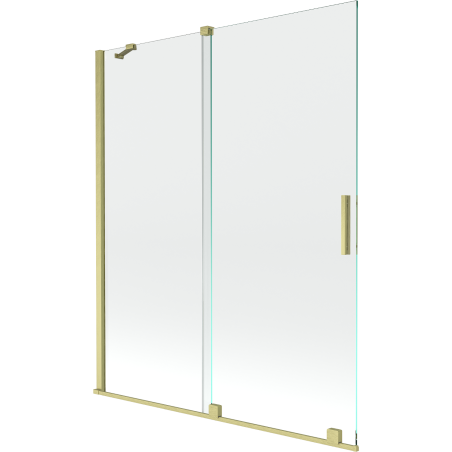 Mexen Velar Duschabtrennung 2-flügelig verschiebbar 140 x 150 cm, transparent, gold gebürstet - 896-140-000-01-55