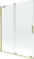 Mexen Velar Duschabtrennung 2-flügelig verschiebbar 140 x 150 cm, transparent, gold gebürstet - 896-140-000-01-55
