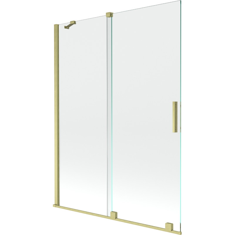 Mexen Velar zweiflügelige verschiebbare Badewannenabtrennung 130 x 150 cm, transparent, gebürstet gold - 896-130-000-01-55