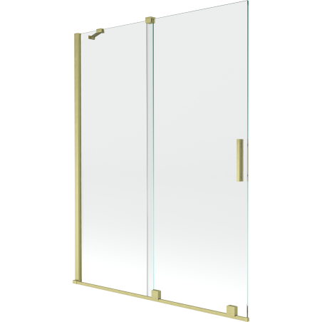 Mexen Velar zweiflügelige verschiebbare Badewannenabtrennung 130 x 150 cm, transparent, gebürstet gold - 896-130-000-01-55