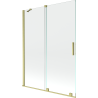 Mexen Velar zweiflügelige verschiebbare Badewannenabtrennung 130 x 150 cm, transparent, gebürstet gold - 896-130-000-01-55