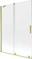Mexen Velar Duschwand 2-flügelig verschiebbar 130 x 150 cm, transparent, gold gebürstet - 896-130-000-01-55
