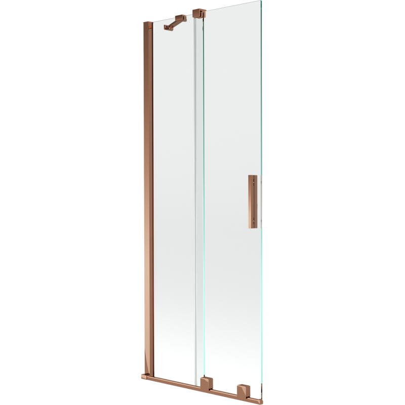 Mexen Velar Badewannenfaltwand 2-flügelig verschiebbar 70 x 150 cm, transparent, Roségold - 896-070-000-01-60