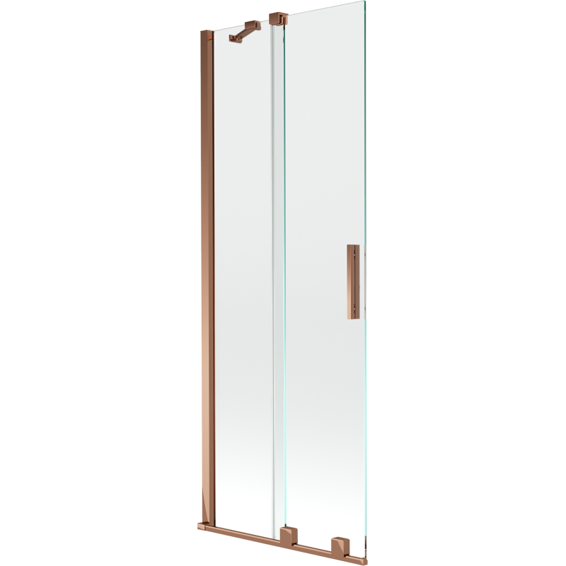 Mexen Velar Duschabtrennung Badewanne 2-flügelig verschiebbar 75 x 150 cm, transparent, Roségold - 896-075-000-01-60