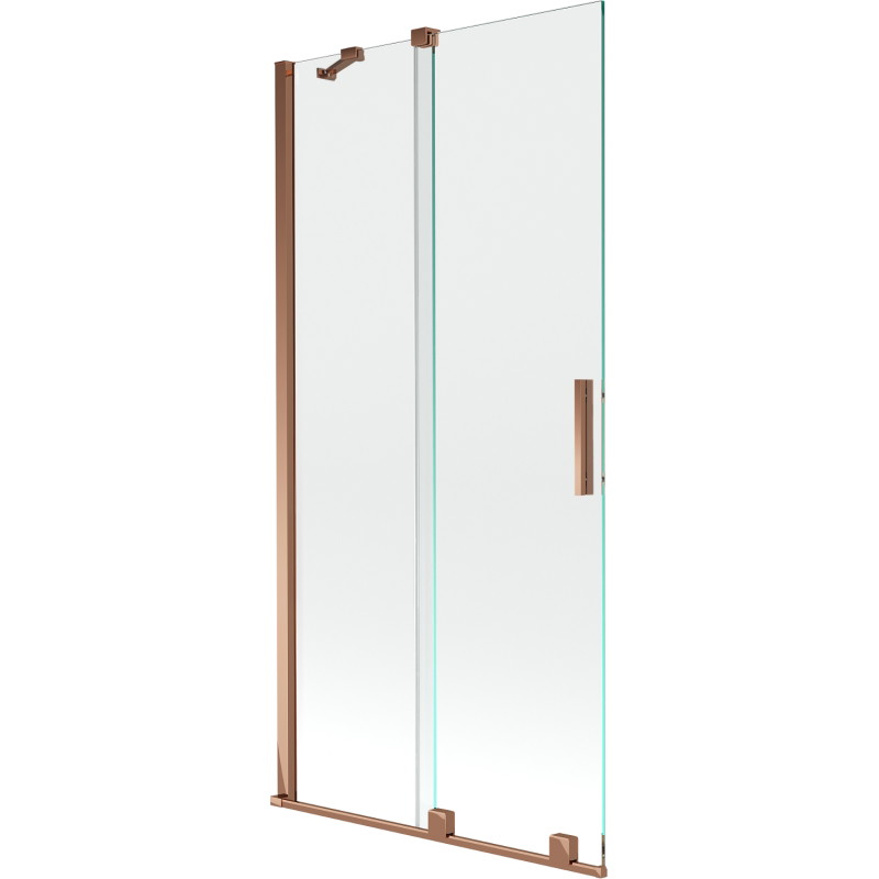 Mexen Velar Duschabtrennung für die Badewanne, 2-flügelig, verschiebbar, 90 x 150 cm, transparent, Roségold