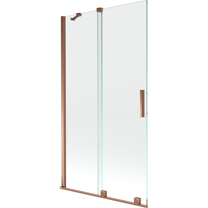 Mexen Velar Badewannenwand 2-flügelig verschiebbar 100 x 150 cm, transparent, Roségold - 896-100-000-01-60
