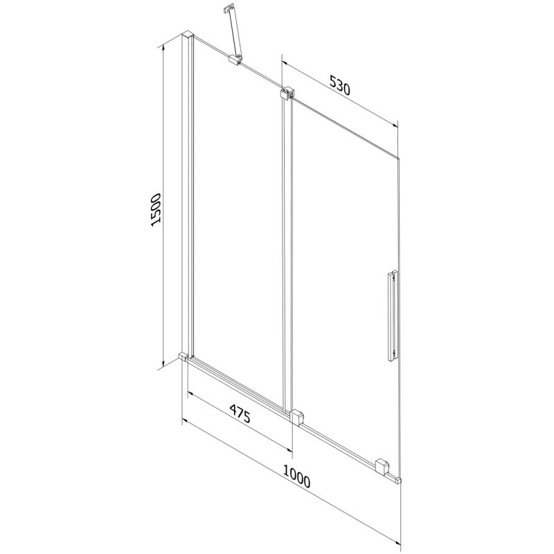 Mexen Velar Badewannenwand 2-flügelig verschiebbar 100 x 150 cm, transparent, Roségold - 896-100-000-01-60