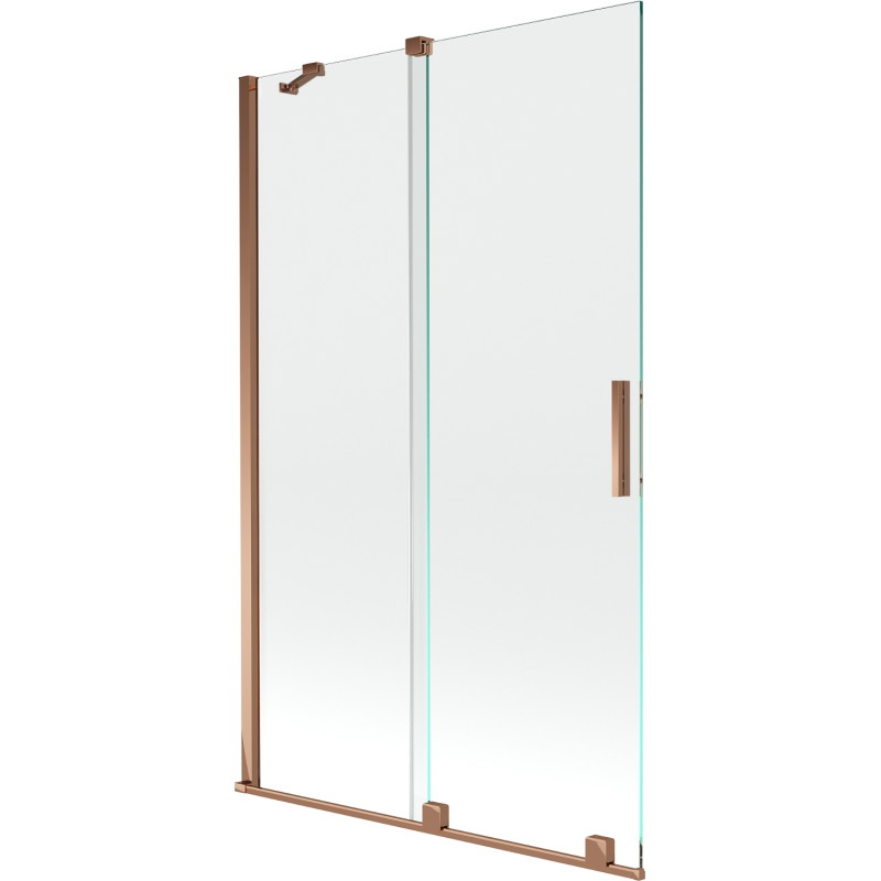 Mexen Velar 2-flügelige, verschiebbare Badewannenfaltwand 110 x 150 cm, transparent, Roségold - 896-110-000-01-60