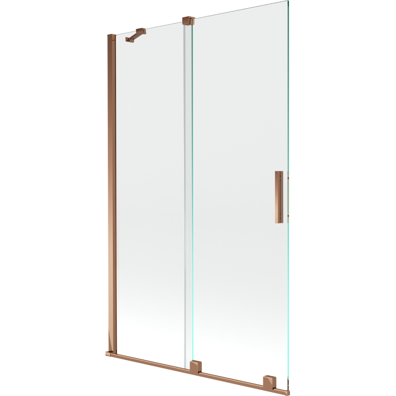 Mexen Velar Badewannenabtrennung 2-flügelig verschiebbar 110 x 150 cm, transparent, Roségold - 896-110-000-01-60