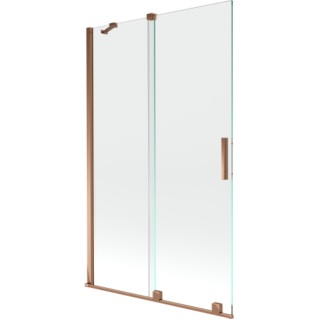 Mexen Velar 2-flügelige, verschiebbare Badewannenfaltwand 110 x 150 cm, transparent, Roségold - 896-110-000-01-60