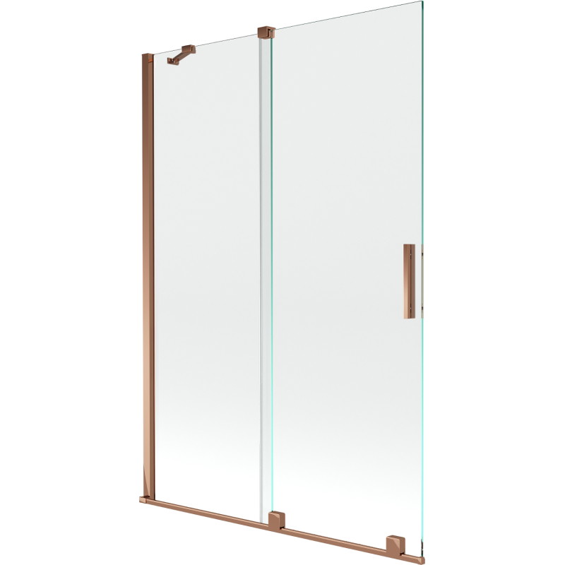 Mexen Velar zweiflügelige Badewannenabtrennung, verschiebbar, 120 x 150 cm, transparent, Roségold - 896-120-000-01-60