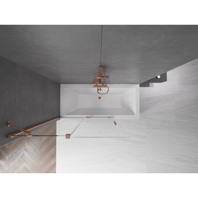 Mexen Velar zweiflügelige Badewannenabtrennung, verschiebbar, 120 x 150 cm, transparent, Roségold - 896-120-000-01-60