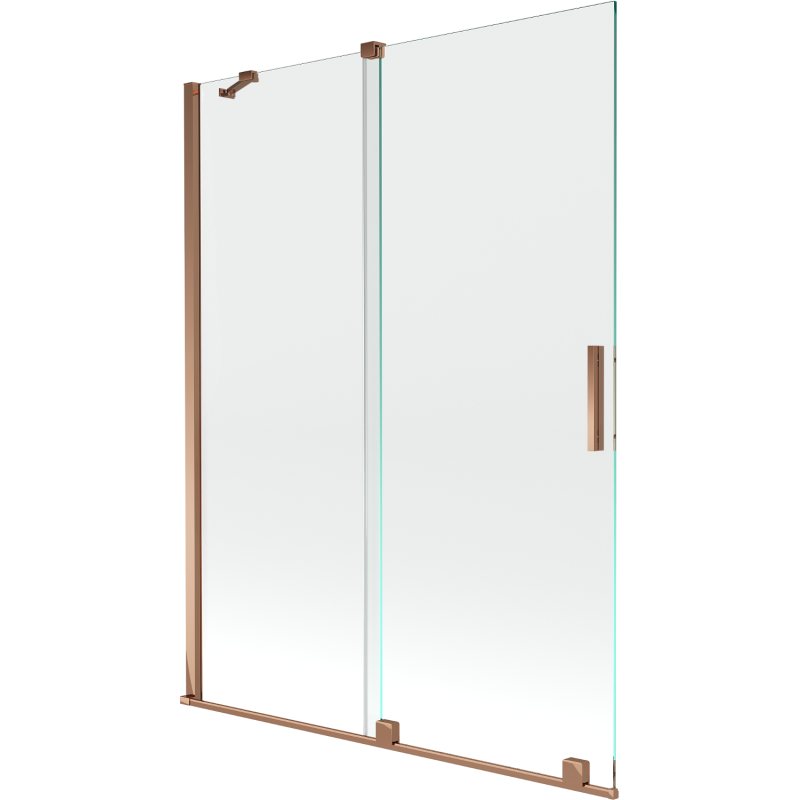 Mexen Velar Duschwand, 2-flügelig, verschiebbar, 130 x 150 cm, transparent, Roségold - 896-130-000-01-60