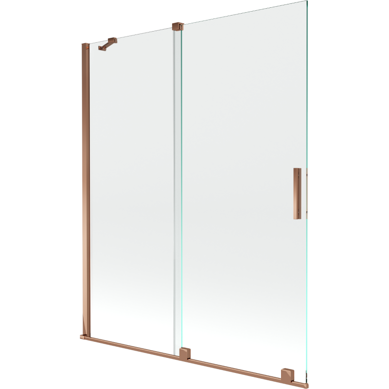Mexen Velar Badewannenabtrennung 2-flügelig verschiebbar 140 x 150 cm, transparent, Roségold - 896-140-000-01-60