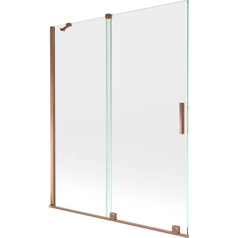 Mexen Velar zweiflügelige ausziehbare Badewannenabtrennung 140 x 150 cm, transparent, Roségold - 896-140-000-01-60