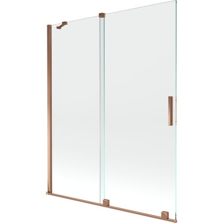 Mexen Velar zweiflügelige ausziehbare Badewannenabtrennung 140 x 150 cm, transparent, Roségold - 896-140-000-01-60