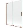 Mexen Velar Badewannenabtrennung 2-flügelig verschiebbar 140 x 150 cm, transparent, Roségold - 896-140-000-01-60