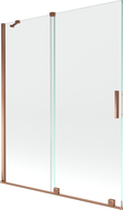 Mexen Velar Badewannenabtrennung 2-flügelig verschiebbar 140 x 150 cm, transparent, Roségold - 896-140-000-01-60