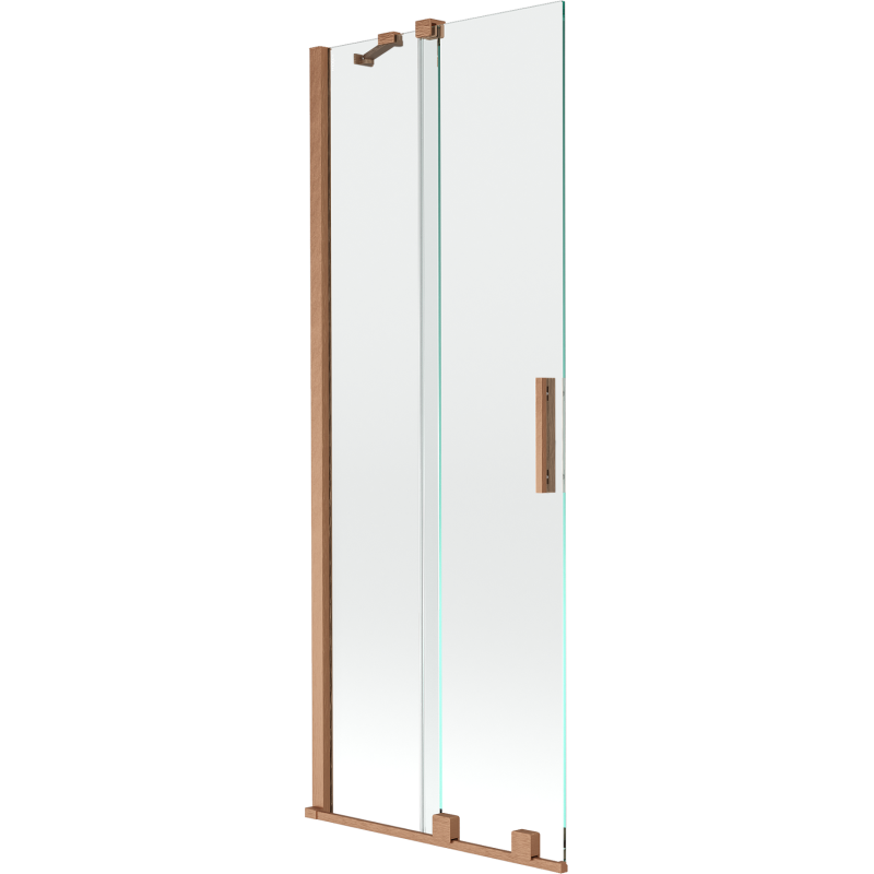 Mexen Velar Badewannenabtrennung 2-flügelig verschiebbar 75 x 150 cm, transparent, gebürstetes Kupfer - 896-075-000-01-65
