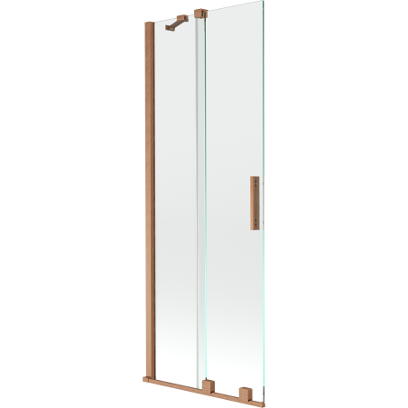 Mexen Velar Badewannenabtrennung 2-flügelig verschiebbar 75 x 150 cm, transparent, gebürstetes Kupfer - 896-075-000-01-65