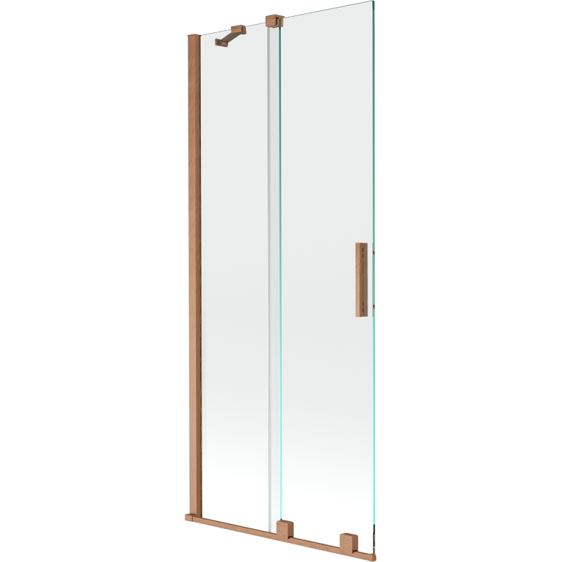 Mexen Velar 2-flügelige, verschiebbare Badewannenabtrennung 80 x 150 cm, transparent, gebürstetes Kupfer - 896-080-000-01-65