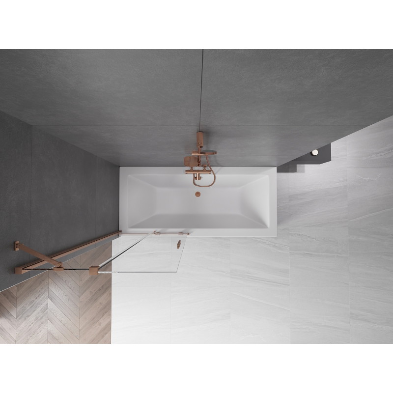 Mexen Velar zweiflügelige, verschiebbare Badewannenabtrennung 80 x 150 cm, transparent, gebürstetes Kupfer - 896-080-000-01-65