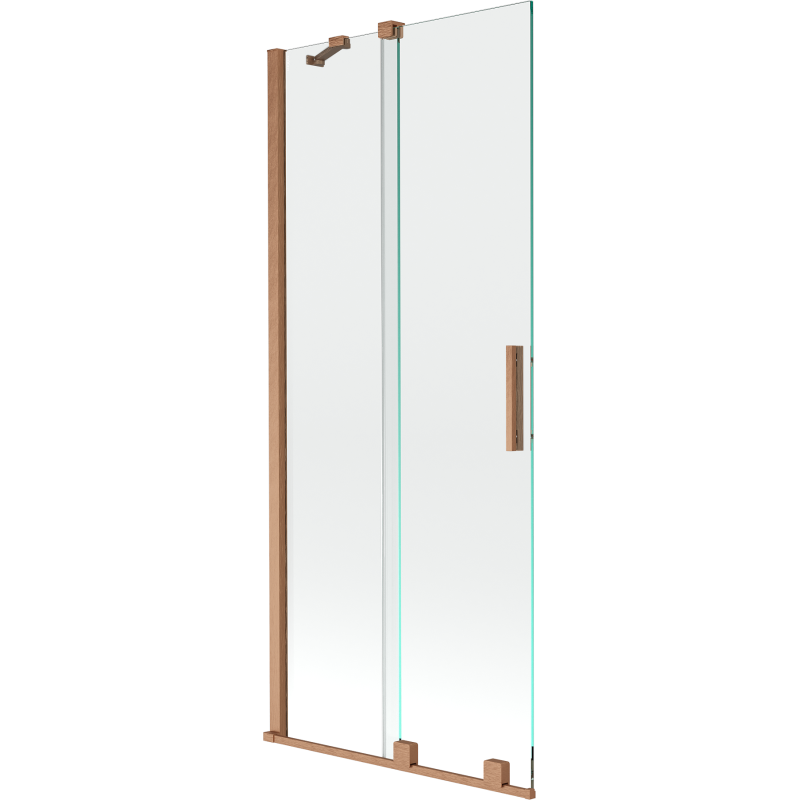 Mexen Velar Duschwand 2-flügelig verschiebbar 85 x 150 cm, transparent, gebürstetes Kupfer - 896-085-000-01-65