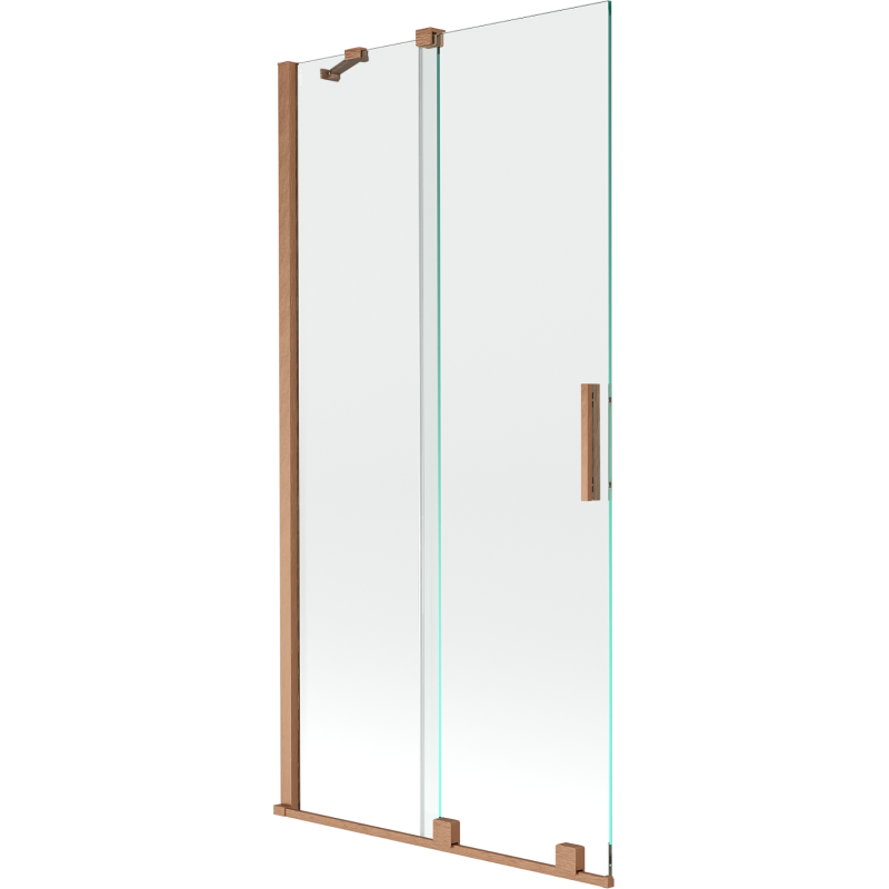 Mexen Velar Badewannenabtrennung 2-flügelig verschiebbar 90 x 150 cm, transparent, gebürstetes Kupfer - 896-090-000-01-65