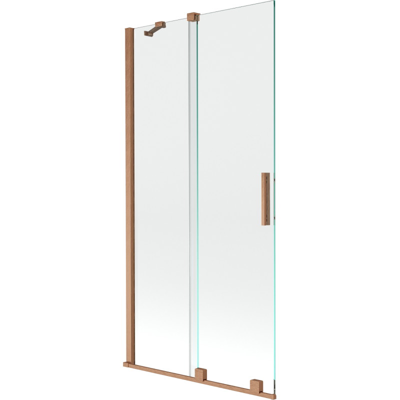 Mexen Velar zweiflügelige, verschiebbare Badewannenabtrennung 95 x 150 cm, transparent, gebürstetes Kupfer - 896-095-000-01-65
