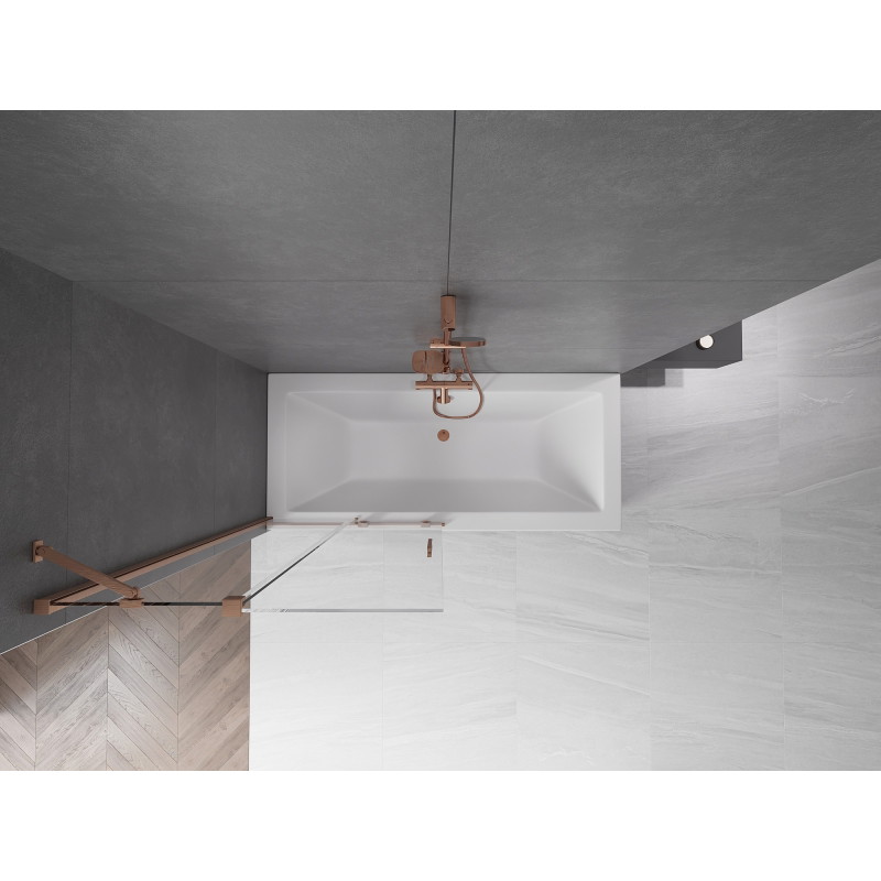 Mexen Velar zweiflügelige, verschiebbare Badewannenabtrennung 95 x 150 cm, transparent, gebürstetes Kupfer - 896-095-000-01-65