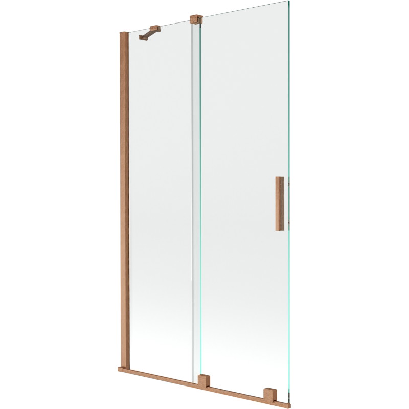 Mexen Velar verschiebbare 2-flügelige Badewannenabtrennung 100 x 150 cm, transparent, gebürstetes Kupfer - 896-100-000-01-65