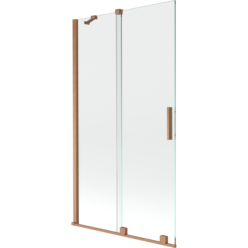 Mexen Velar Wannenschutz 2-flügelig verschiebbar 100 x 150 cm, transparent, gebürstetes Kupfer - 896-100-000-01-65