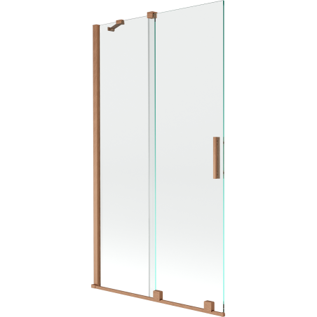 Mexen Velar Duschwand für die Badewanne 2-flügelig verschiebbar 100 x 150 cm, transparent, gebürstetes Kupfer