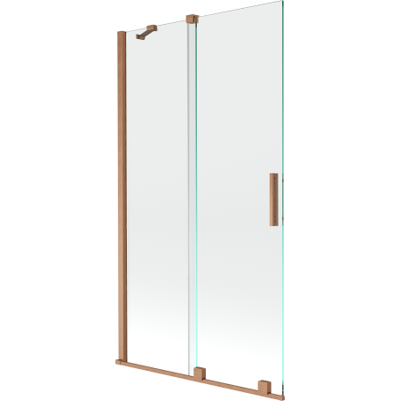 Mexen Velar Wannenschutz 2-flügelig verschiebbar 100 x 150 cm, transparent, gebürstetes Kupfer - 896-100-000-01-65