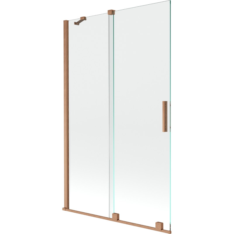 Mexen Velar zweiflügelige, schiebbare Badewannenabtrennung 110 x 150 cm, transparent, gebürstetes Kupfer - 896-110-000-01-65