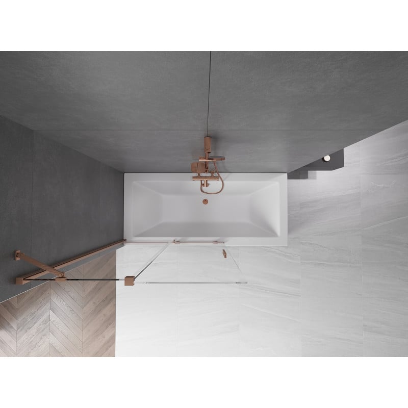 Mexen Velar Badewannenfalttür 2-teilig verschiebbar 110 x 150 cm, transparent, gebürstetes Kupfer - 896-110-000-01-65