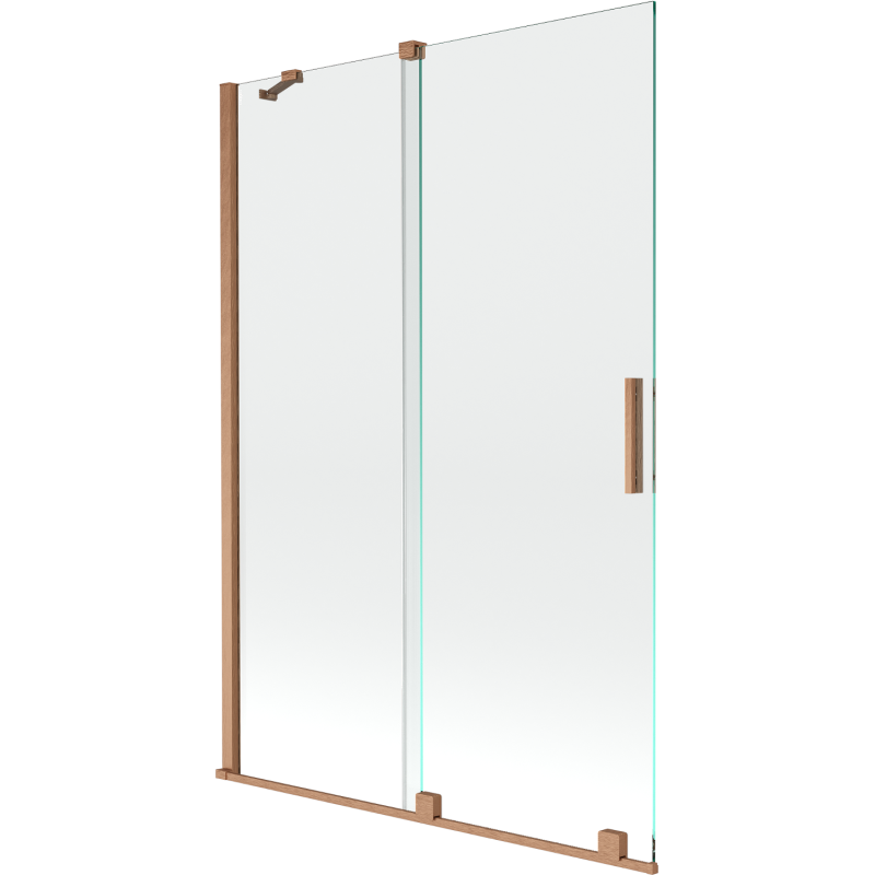 Mexen Velar Duschabtrennung für Badewanne, 2-flügelig, 120 x 150 cm, transparent, gebürstetes Kupfer - 896-120-000-01-65