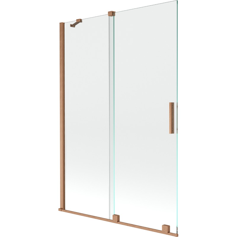 Mexen Velar Duschabtrennung in der Badewanne, 2-flügelig, schiebbar 120 x 150 cm, transparent, gebürstetes Kupfer