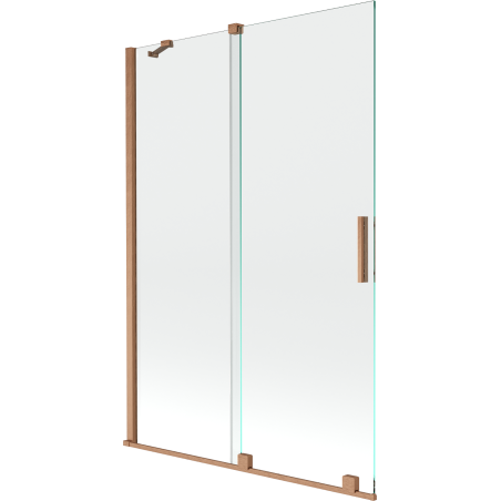 Mexen Velar Duschabtrennung für Badewanne, 2-flügelig, 120 x 150 cm, transparent, gebürstetes Kupfer - 896-120-000-01-65