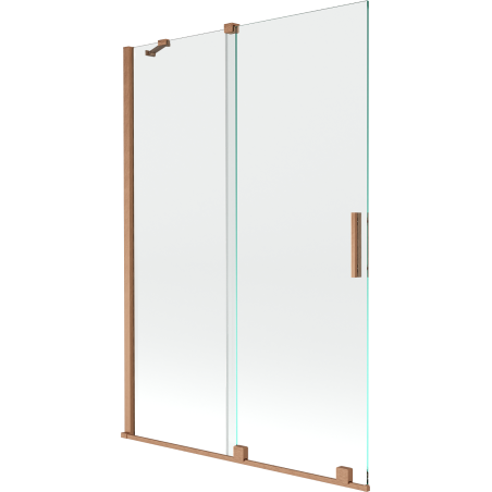 Mexen Velar zweiflügeliger, verschiebbarer Badewannenaufsatz 120 x 150 cm, transparent, gebürstetes Kupfer - 896-120-000-01-65