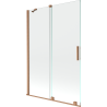 Mexen Velar Duschabtrennung für Badewanne, 2-flügelig, 120 x 150 cm, transparent, gebürstetes Kupfer - 896-120-000-01-65