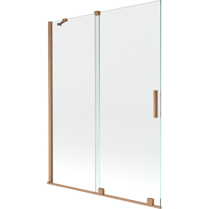 Mexen Velar 2-flügelige, verschiebbare Badewannenabtrennung 130 x 150 cm, transparent, gebürstetes Kupfer - 896-130-000-01-65