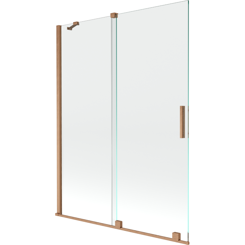 Mexen Velar Duschabtrennung 2-flügelig schiebbar 130 x 150 cm, transparent, gebürstetes Kupfer - 896-130-000-01-65