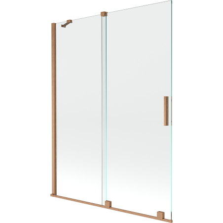 Mexen Velar Duschabtrennung 2-flügelig schiebbar 130 x 150 cm, transparent, gebürstetes Kupfer - 896-130-000-01-65