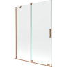 Mexen Velar Duschabtrennung 2-flügelig schiebbar 130 x 150 cm, transparent, gebürstetes Kupfer - 896-130-000-01-65