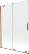Mexen Velar 2-flügelige, verschiebbare Badewannenabtrennung 130 x 150 cm, transparent, gebürstetes Kupfer - 896-130-000-01-65