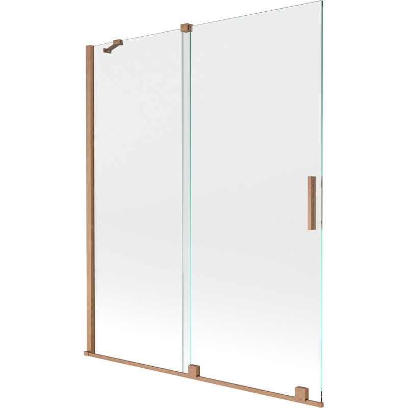 Mexen Velar 2-flügelige, verschiebbare Badewannenabtrennung 140 x 150 cm, transparent, gebürstetes Kupfer - 896-140-000-01-65