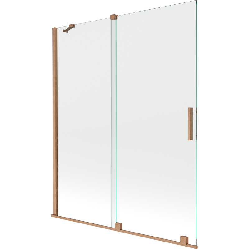 Mexen Velar Duschabtrennung 2-flügelig, verschiebbar 140 x 150 cm, transparent, gebürstetes Kupfer - 896-140-000-01-65
